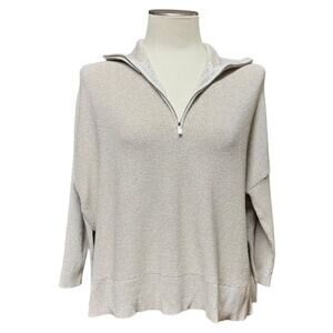 Tommy Bahama Dolman Sleeve Side Slit Half Zip Sweater Gold Sparkle XXS